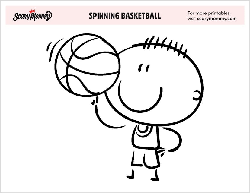 Coloring Pages: Spinning Basketball