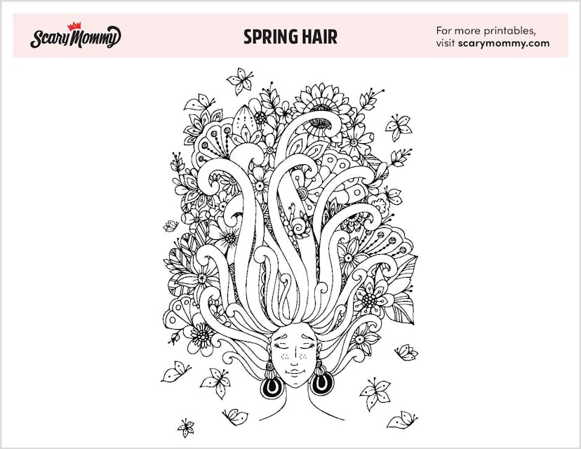 Spring Coloring Pages: Spring Hair