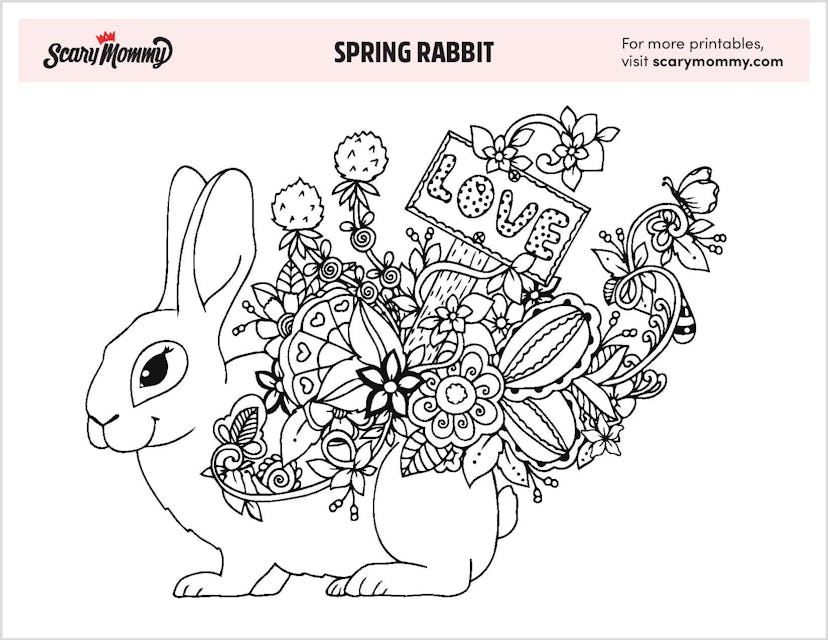 Spring Coloring Pages: Spring Rabbit