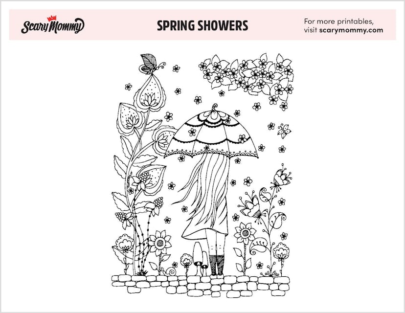 Spring Coloring Pages: Spring Showers