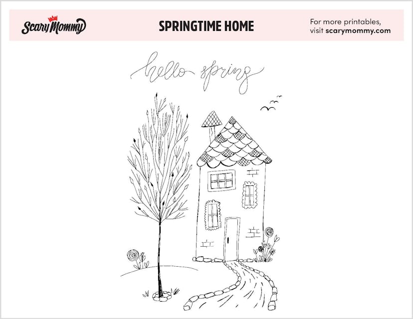 Spring Coloring Pages: Springtime Home