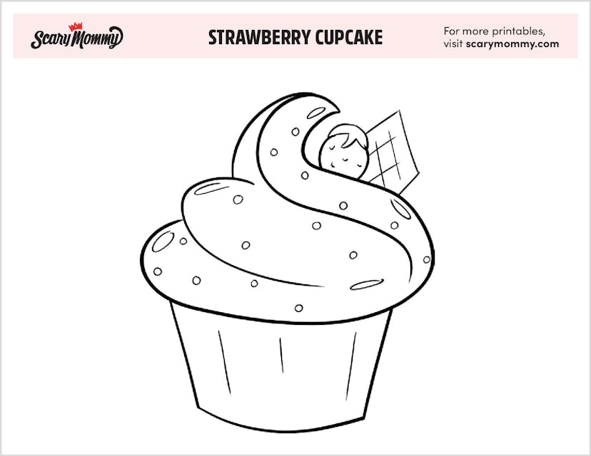 Coloring Pages: Strawberry Cupcake