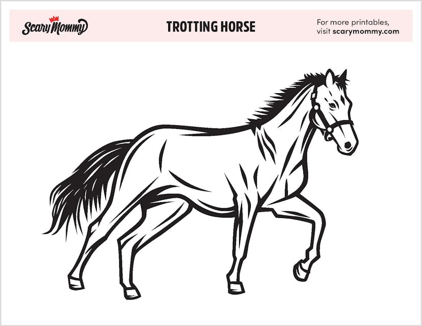 Horse Coloring Pages: Trotting Horse
