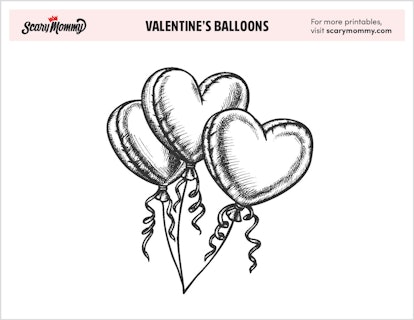 Valentine's Coloring Pages: Valentine's Balloons