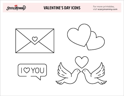Coloring Pages: Valentine's Day Icons