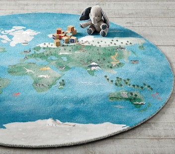 World Map Round Rug