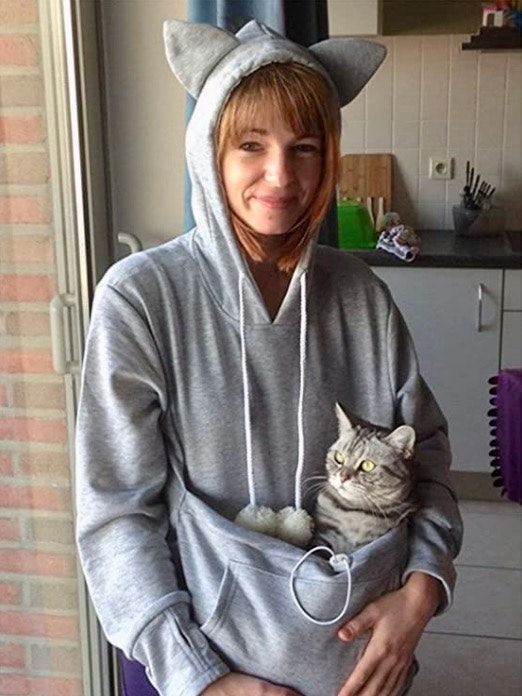 sweatshirt with kitty pouch