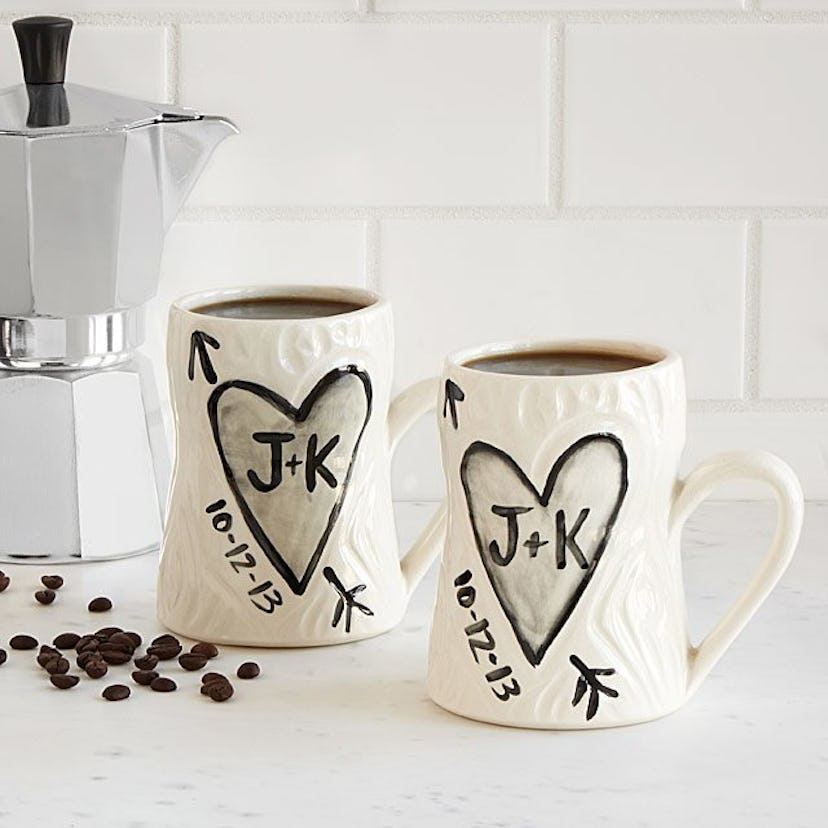 Uncommon Goods Personalized Porcelain Faux Bois Mug Set