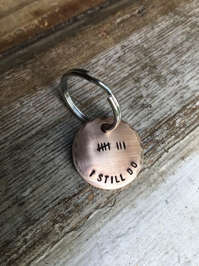 The Copper Poppy Custom Eighth Anniversary Keychain