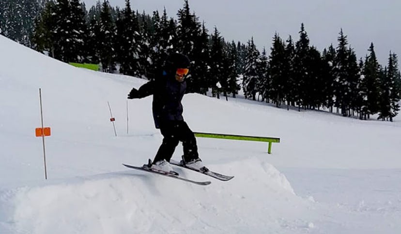 Christina Moog's son skiing down a hill