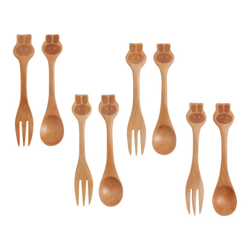 Natural Wood Bunny Flatware Set