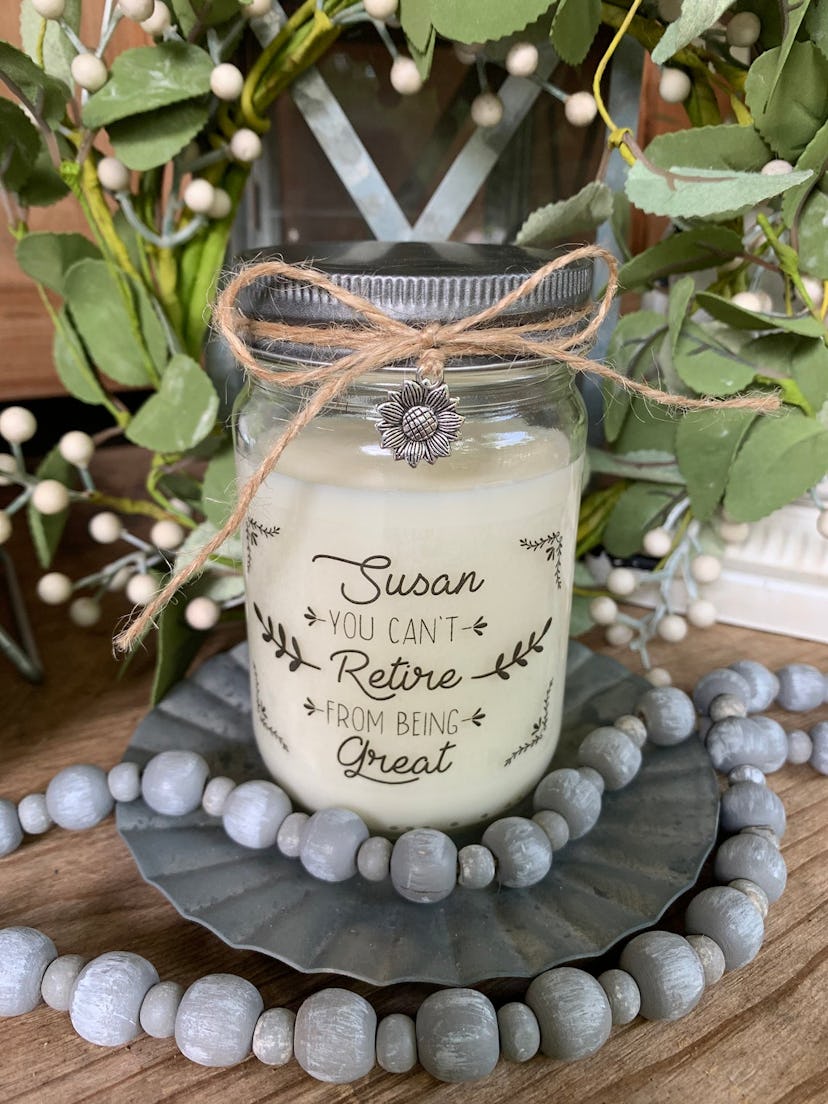 Firefliescandlelight Personalized Retirement Candle