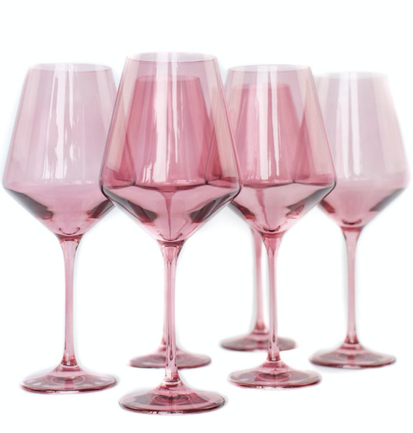 Estelle Colored Wine Glass Set, Set of 6