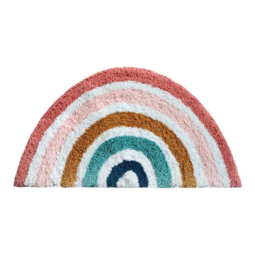 Half Circle Multicolor Rainbow Shag Area Rug