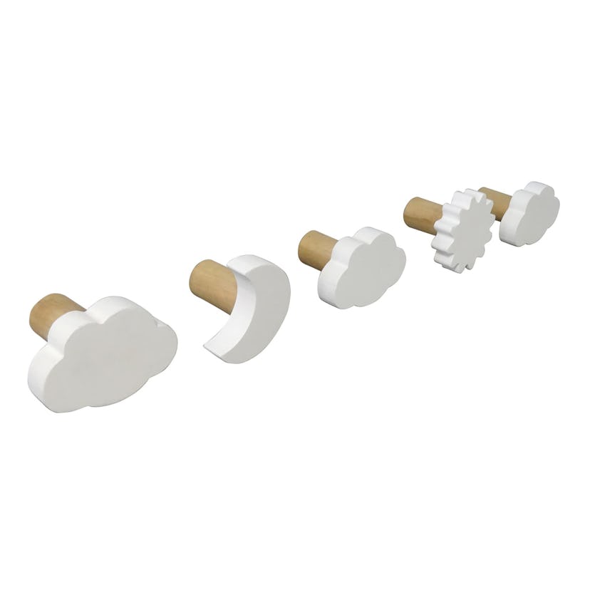 White Floating Wall Hooks (5-Piece)