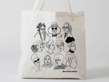DorcaCreates Black Hair Illustration Tote Bag