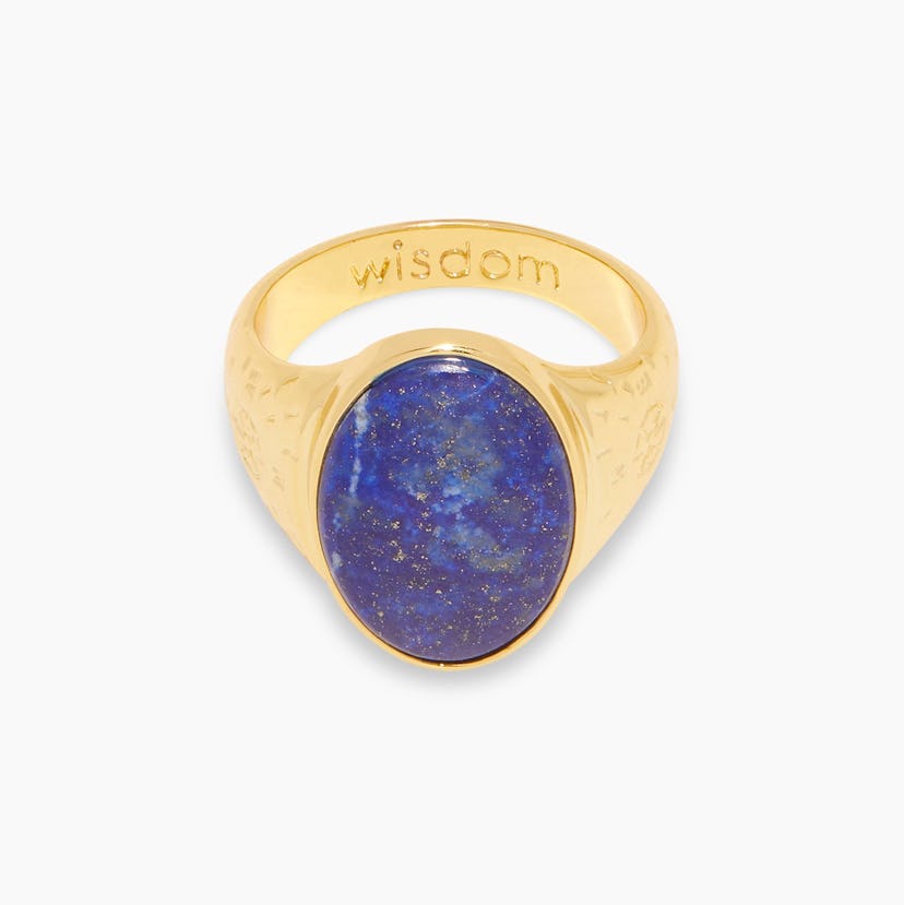 Power Gemstone Mantra Ring for Wisdom