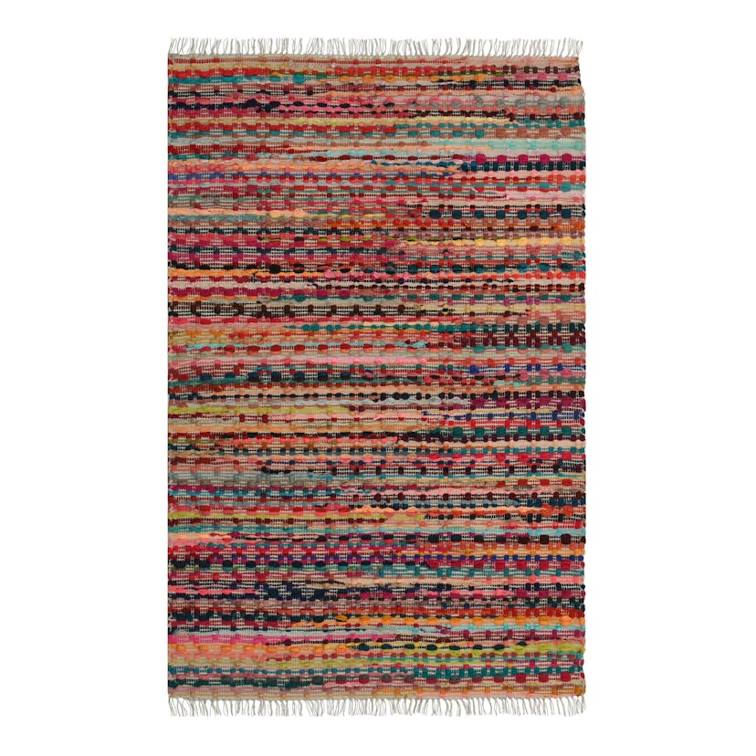 Bright Multicolor Stripe Chindi Area Rug