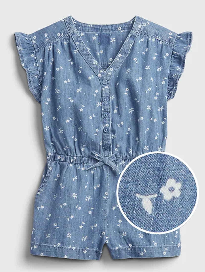 GAP Toddler Floral Print Denim Romper