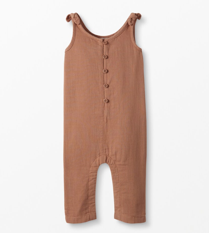 Hanna Andersson Shoulder Tie Romper In Cotton Muslin