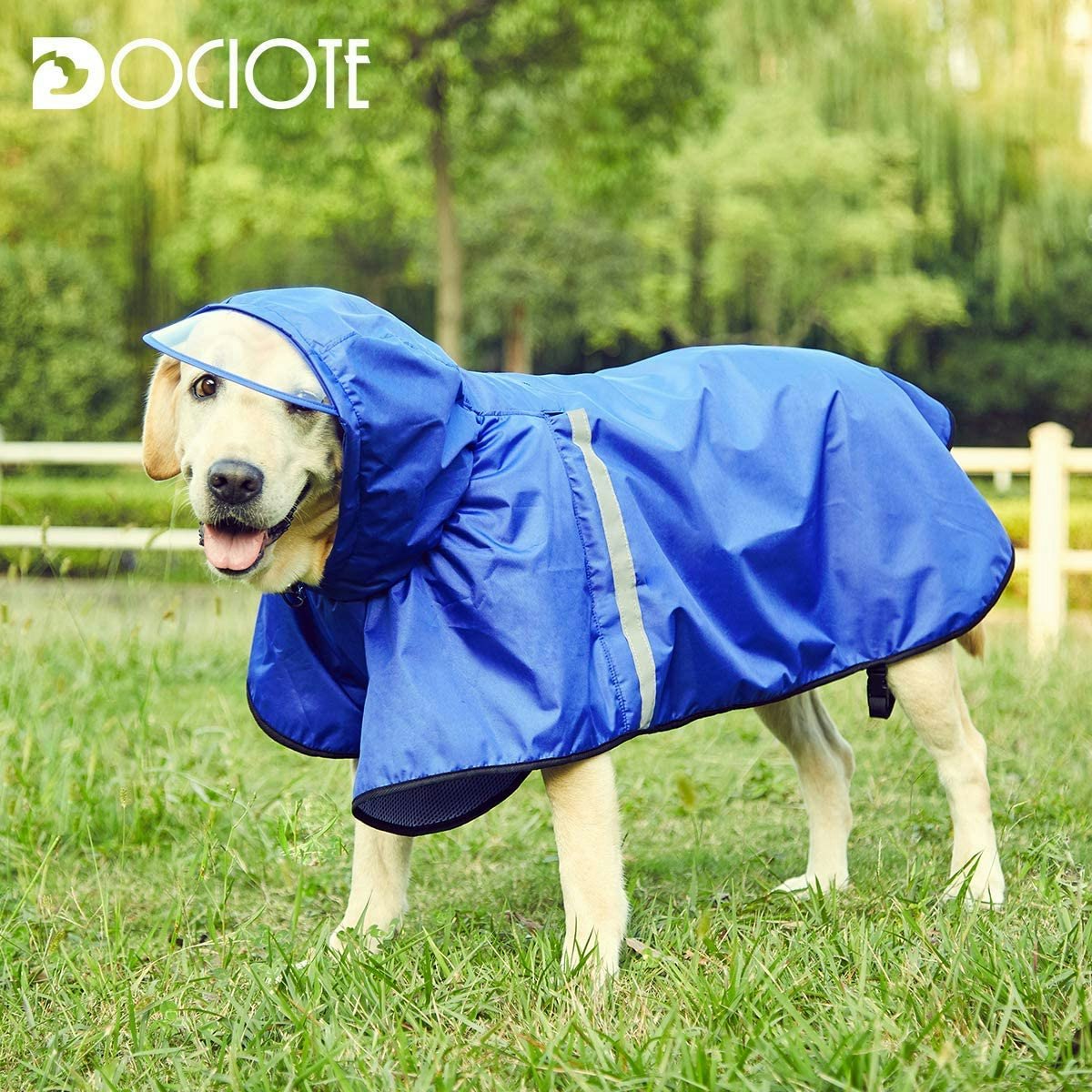 Lightweight Windproof Puppy Slicker Poncho for Small Medium Large Dogs Ginbavi Waterproof Hooded Dog Raincoat Adjustable Plaid Pet Rain Jacket Rainproof Hoodie with Leash Hole for Wet Weather 