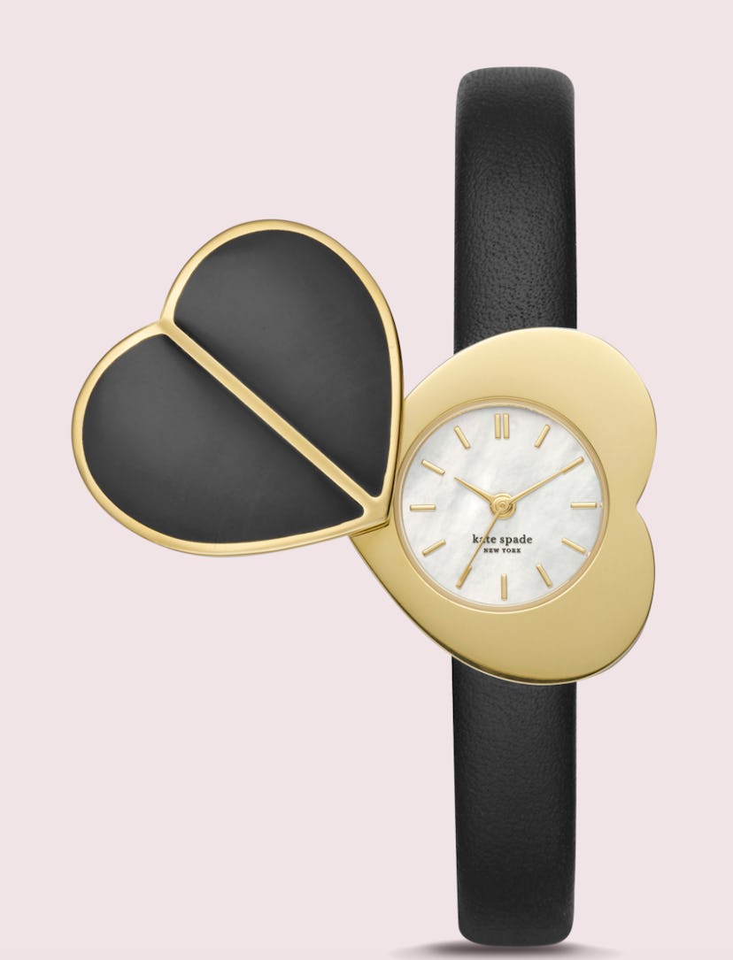 Kate Spade Nicola Heart Twistlock Black Leather Watch