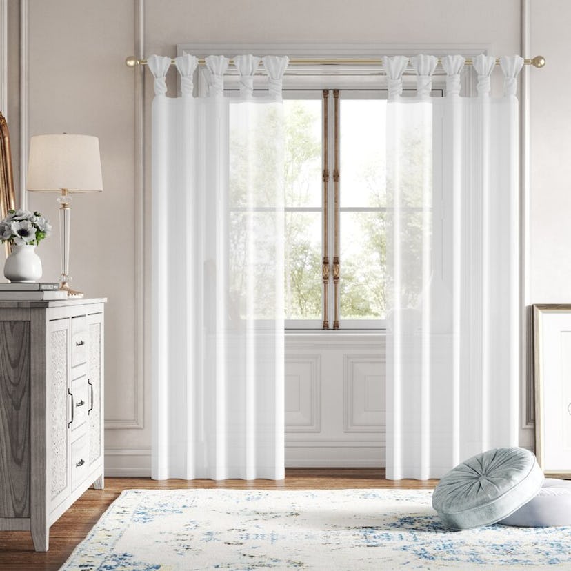 Lester Twisted Voile Solid Sheer Tab Top Curtain Panels (Set of 2)