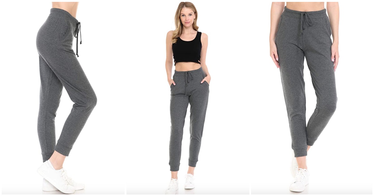 Leggings Depot Womens Printed Solid Activewear Jogger Track Cuff Sweatpants