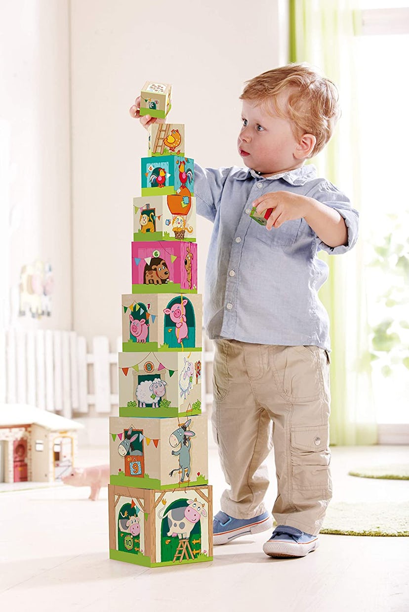 HABA On the Farm Sturdy Cardboard Nesting & Stacking Cubes