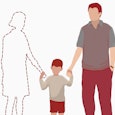 Illustration of a dad and son standing alone because mom abandoned them 