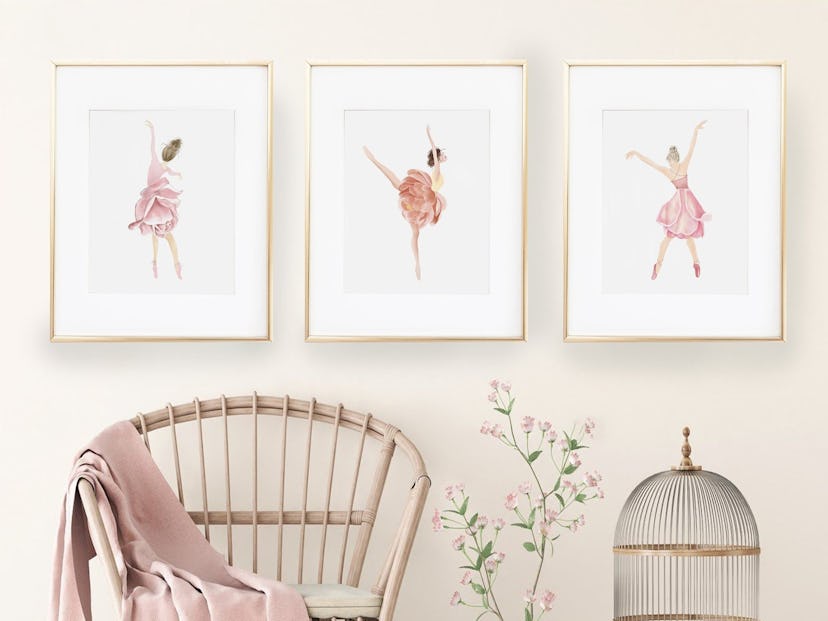 BBholmesdesign Ballerina Wall Art, Set Of 3