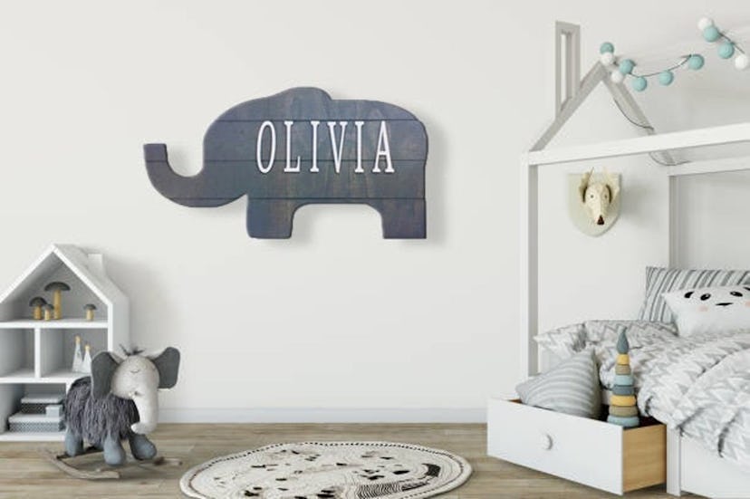 ElmAveCollective Nursery Wall Art Elephant