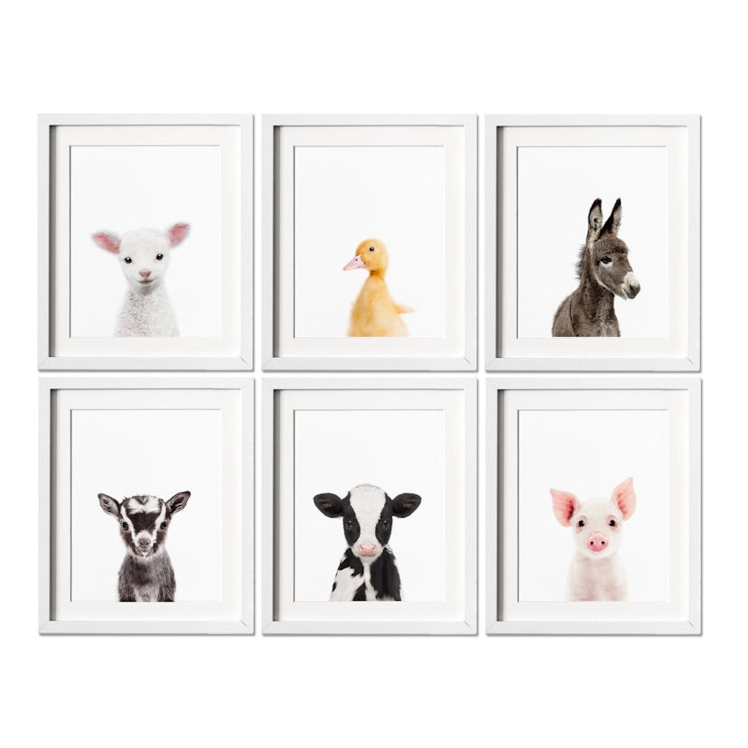 LamourFouPrintShop Farm Nursery Prints, Set of 6