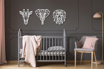 MoniqueLaserDesign Set of 3 Geometric Animals Nursery Wall Art Decor