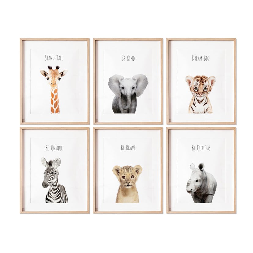 LamourFouPrintShop Safari Nursery Prints, Set Of 6 Prints