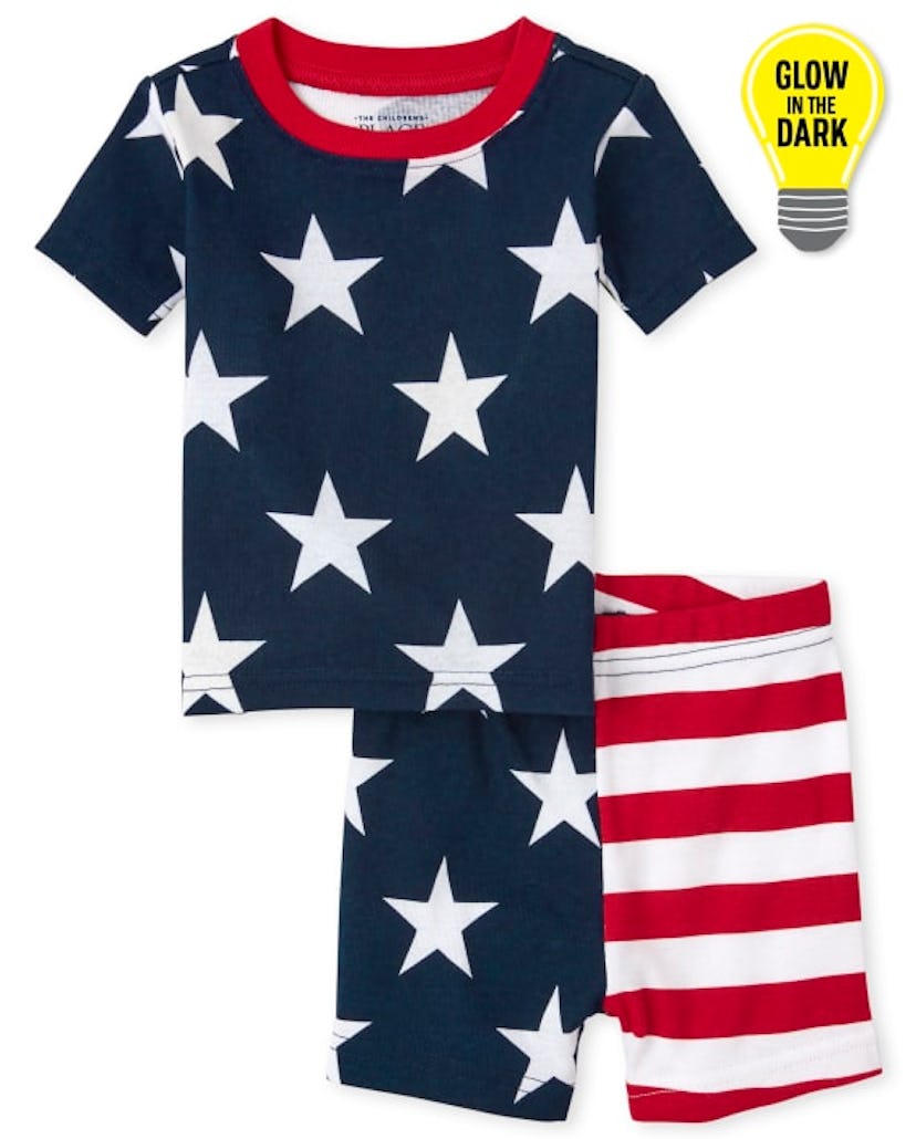Children's Place Unisex Baby And Toddler Americana Glow Pajamas