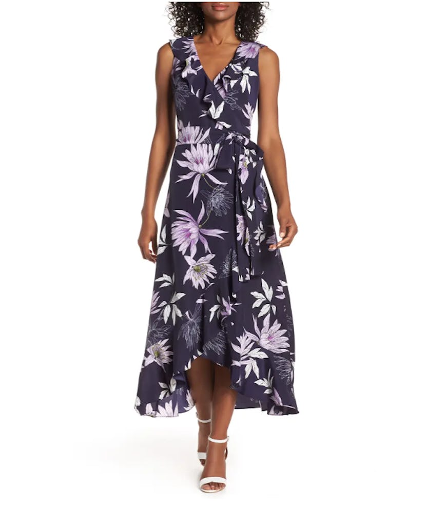 Vince Camuto Asymmetrical Faux Wrap Midi Dress