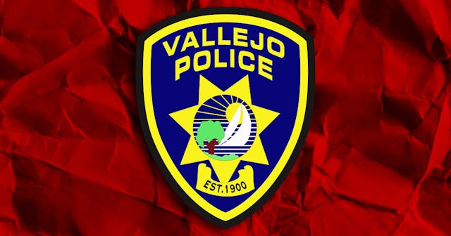 A police badge representing ‘Vigilante Police Gang’ In Vallejo, California