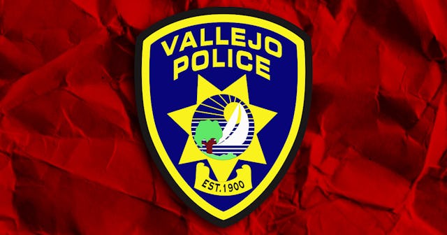 A police badge representing ‘Vigilante Police Gang’ In Vallejo, California 