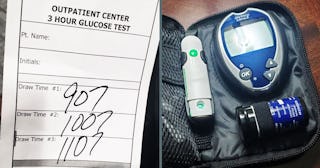 Equipment for measuring Gestational Diabetes and a positive test