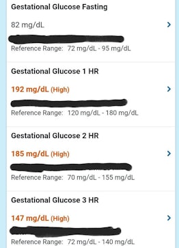 Mobile application that shows Gestational glucose fasting