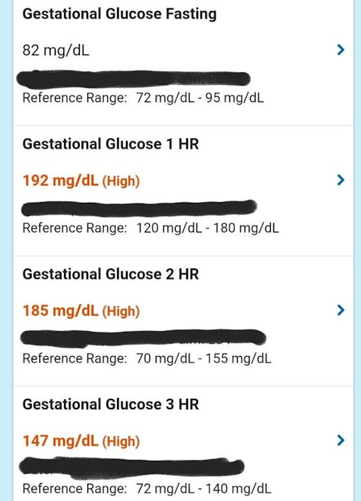Mobile application that shows Gestational glucose fasting