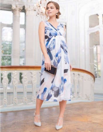 Seraphine Silk Maternity Midi Dress
