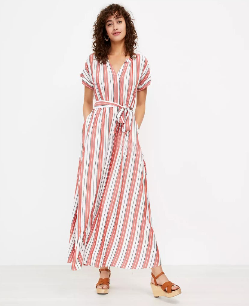 Loft Striped Pocket Maxi Shirtdress