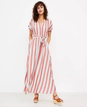 Loft Striped Pocket Maxi Shirtdress