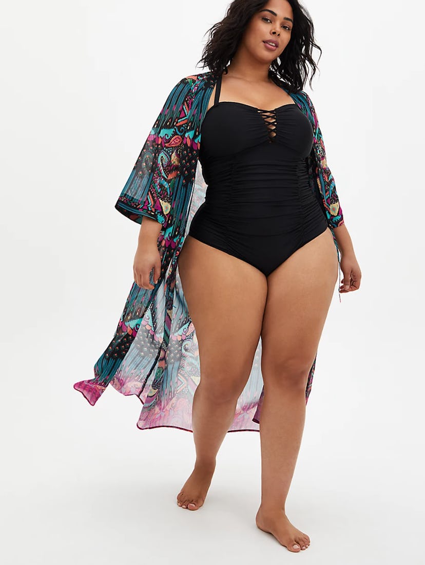 Torrid Ikat Maxi Kimono Swim Cover-Up