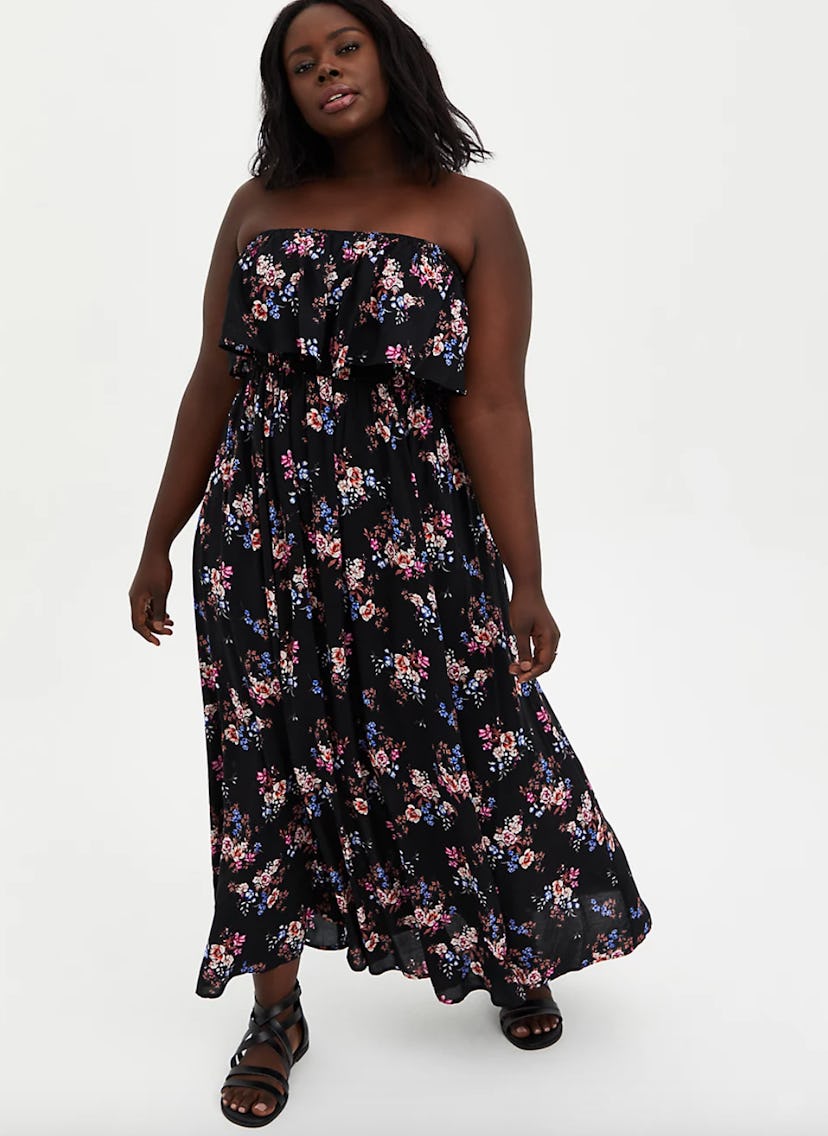 Torrid Strapless Challis Maxi Dress