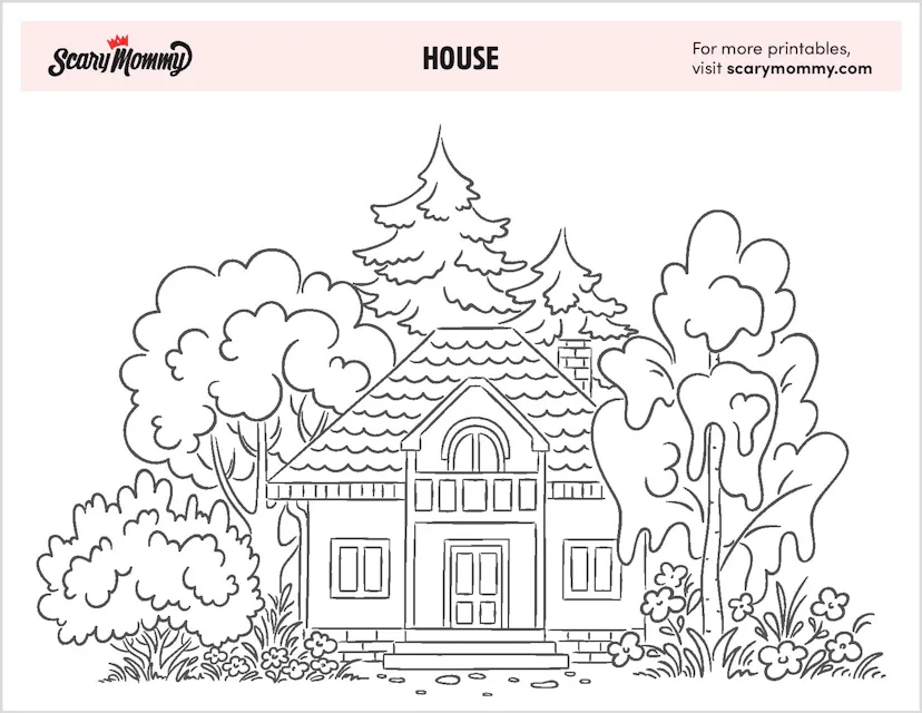 Hello House Colorable Help Build Your Kiddo’s Coloring Skills With These Happy Little House ...