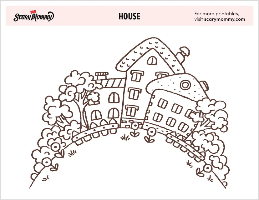 Hello House Colorable Help Build Your Kiddo’s Coloring Skills With These Happy Little House ...
