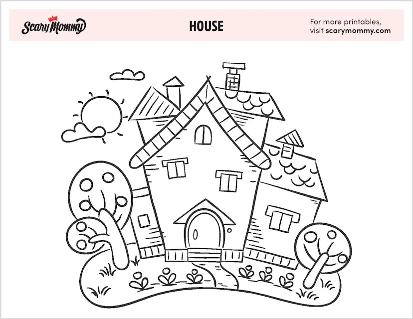 Hello House Colorable Help Build Your Kiddo’s Coloring Skills With These Happy Little House ...